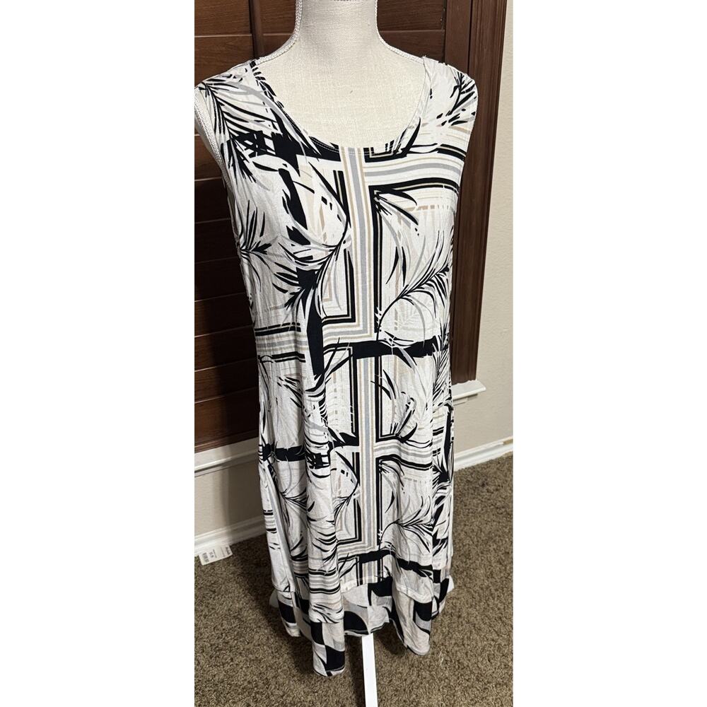 Dana Buchman Travel Anywhere Dress L Tank Slinky Sleeveless Summer Spring MIDI